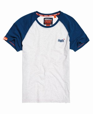 Superdry Orange Label Baseball Férfi Pólók Fehér | UDHNF2591